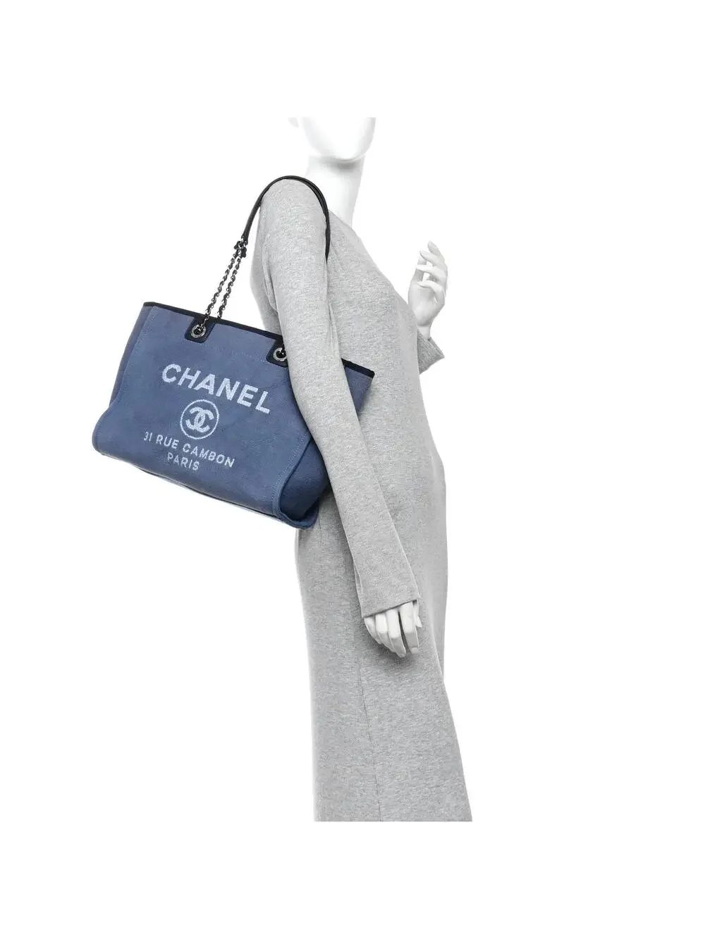Chanel Canvas Small Deauville Tote Blue #305008C18B